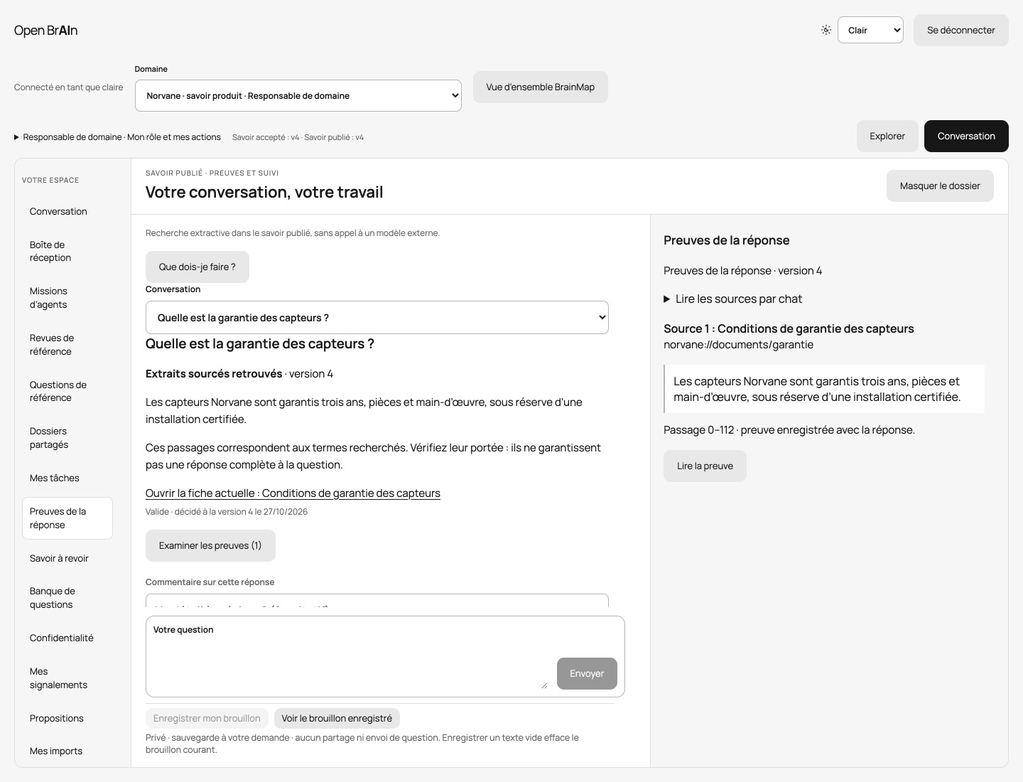Mode connecté : réponse sourcée, état de la connaissance et preuves de la réponse