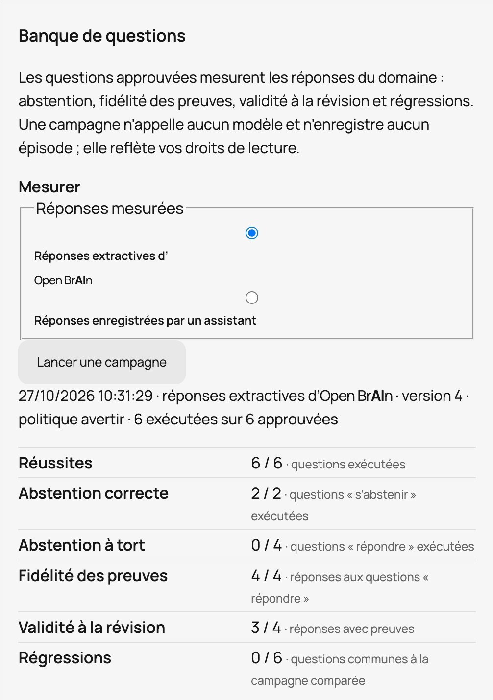 Dossier Banque de questions : mesures d’une campagne avec leurs dénominateurs